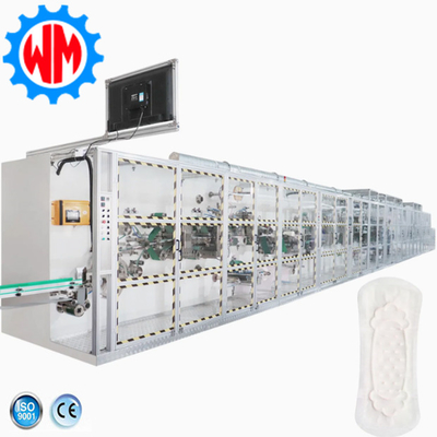 Ligne de production de fabrication de serviettes hygiéniques à haut rendement, 1500 pièces/min, exportée vers l'Amérique du Sud